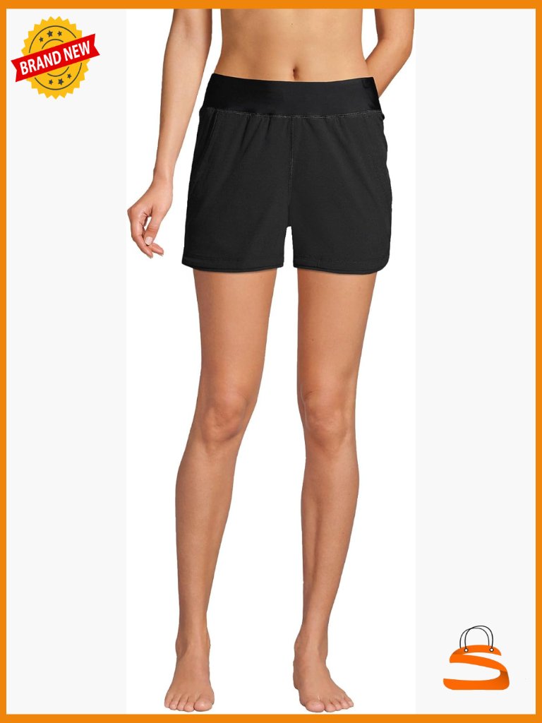 Women's 3" Quick Dry Elastic Waist Board Shorts Swim Cover-Up With Panty
